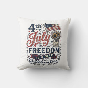 4th of July Freedom Gratitude Vintage Shirt Design Cushion