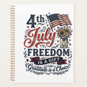4th of July Freedom Gratitude Vintage Shirt Design Planner