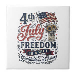 4th of July Freedom Gratitude Vintage Shirt Design Tile