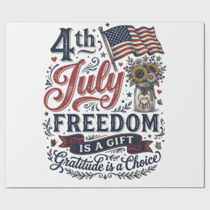 4th of July Freedom Gratitude Vintage Shirt Design Wrapping Paper