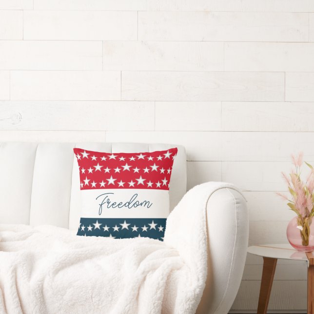 4th Of July Freedom Script Stars And Stripes Cushion (Couch)