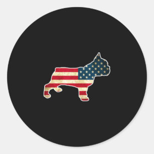 4th Of July French Bulldog Dog American Flag Classic Round Sticker