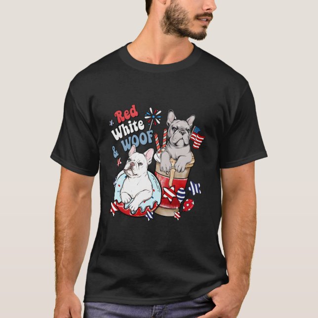 4Th Of July French Bulldog Frenchies Red White And T-Shirt (Front)