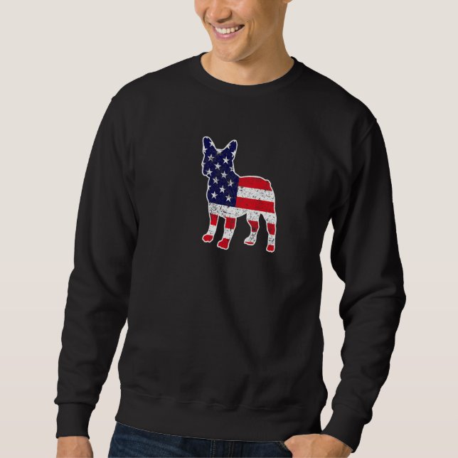 4th Of July French Bulldog Graphic Patriotic Ameri Sweatshirt (Front)