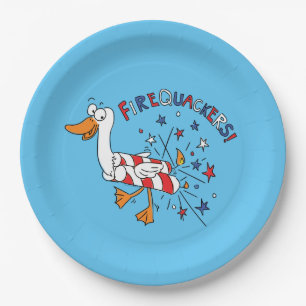 4th of July Funny Duck Kids Paper Plate