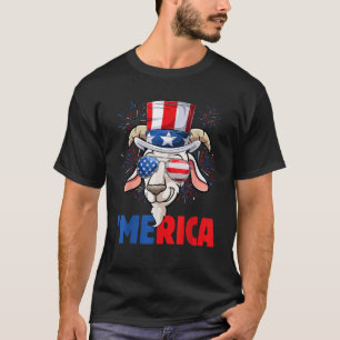 4th of July Funny Goat Men Women USA Flag Goat T-Shirt