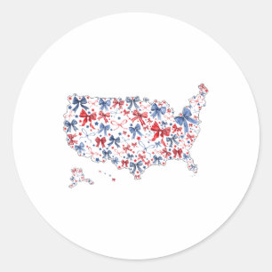 4th Of July Funny Gulf Of Mexico Usa Coquette Bow Classic Round Sticker
