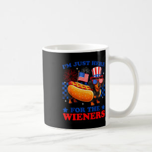 4th of july funny here for the wieners dachshund coffee mug