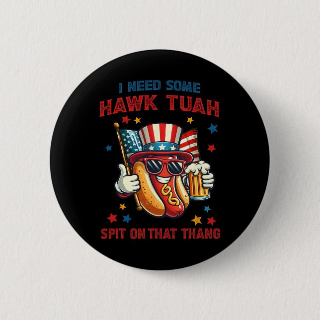 4th Of July Funny Hot Dog Usa Flag I Need Some Haw 6 Cm Round Badge (Front)