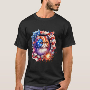 4th of July Funny Meowica Persian Cat Kitten Hole T-Shirt