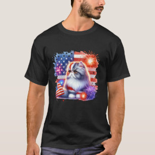 4th of July Funny Meowica Persian Cat Lover Owner T-Shirt