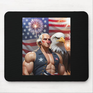 4th Of July Funny Patriotic George Washington Usa Mouse Mat
