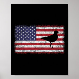4th Of July Funny Patriotic Snowy Plover Bird Love Poster