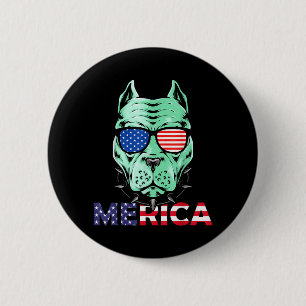 4th of July funny Pitbull Dog Independence day - 6 Cm Round Badge
