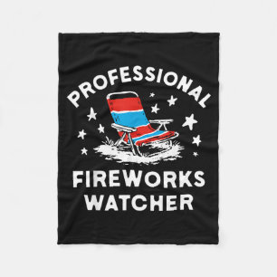 4th Of July Funny Professional Fireworks Watcher Fleece Blanket