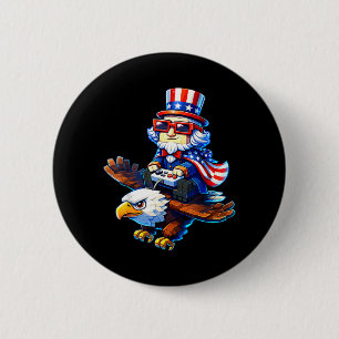 4th of July Gamer Patriotic Uncle Sam Retro Pixel 6 Cm Round Badge