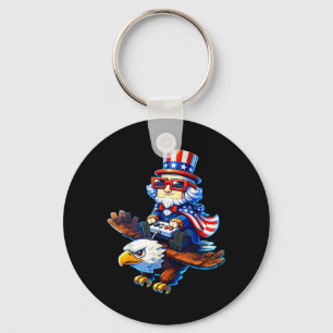 4th of July Gamer Patriotic Uncle Sam Retro Pixel Key Ring