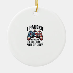 4th of July Gamer Patriotic Video Game Shirt_1 Ceramic Tree Decoration