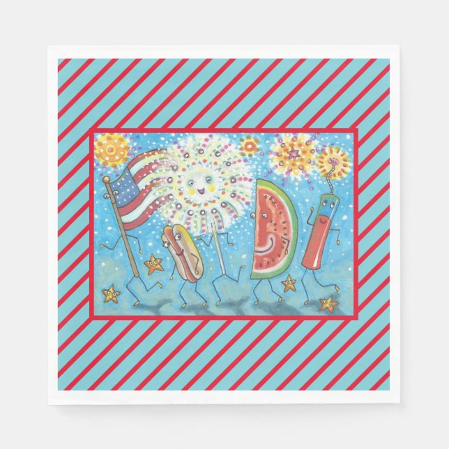 4TH OF JULY GANG, HOLIDAY PARADE PAPER NAPKINS (Front)