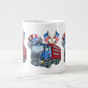 4th of July Garbage Truck Funny Shirt Men Women Large Coffee Mug