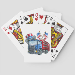 4th of July Garbage Truck Funny Shirt Men Women Playing Cards