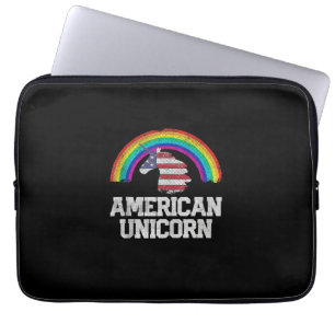 4th of July Gay Pride Unicorn American Flag USA Gi Laptop Sleeve