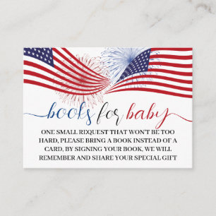 4th of July Gender reveal Books for Baby Enclosure Card