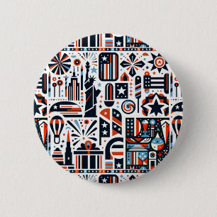 4th of July Generative Pattern 6 Cm Round Badge