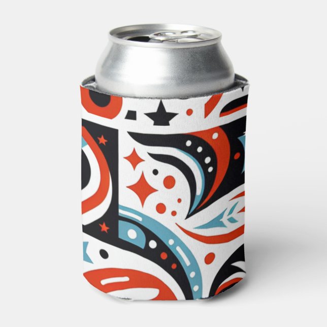 4th of July Generative Pattern Can Cooler (Can Front)