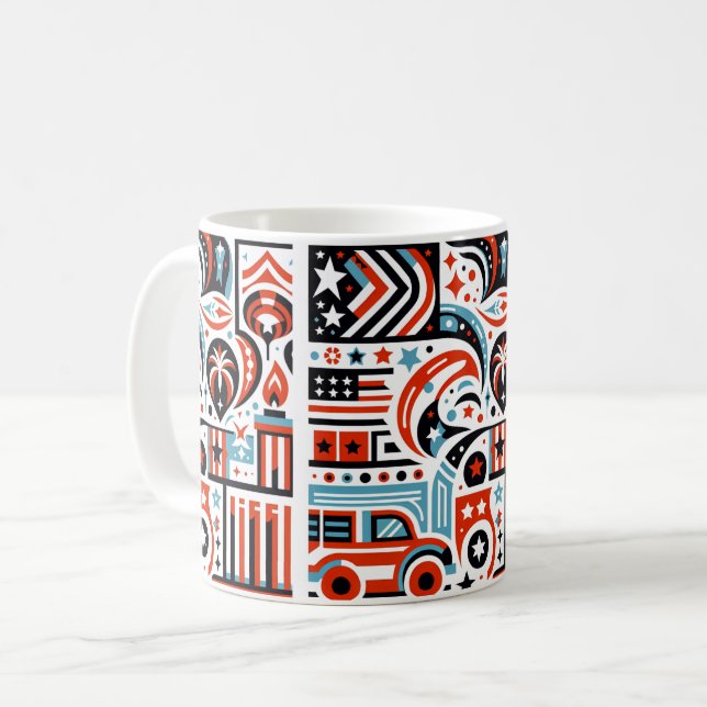 4th of July Generative Pattern Coffee Mug (Front Left)