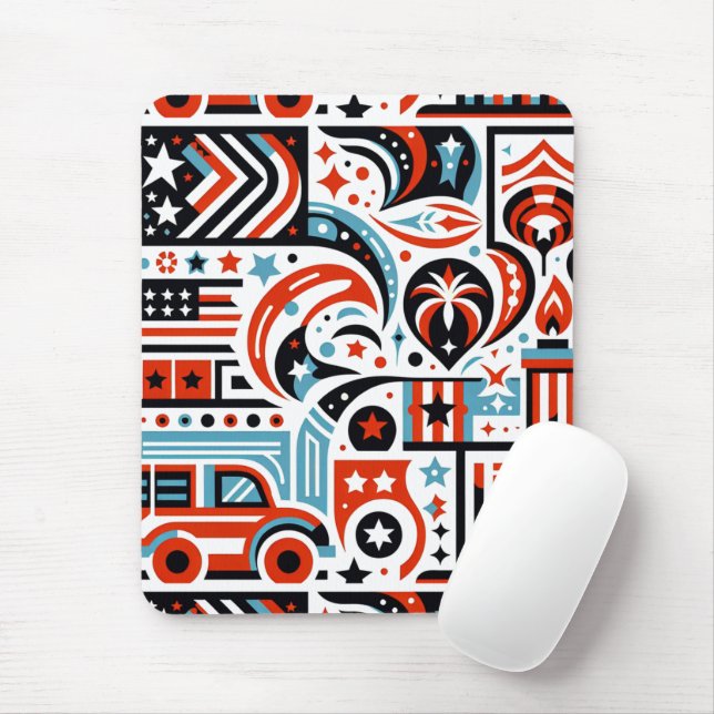 4th of July Generative Pattern Mouse Mat (With Mouse)