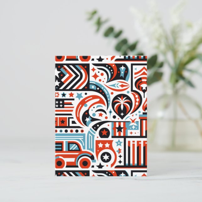 4th of July Generative Pattern Postcard (Standing Front)