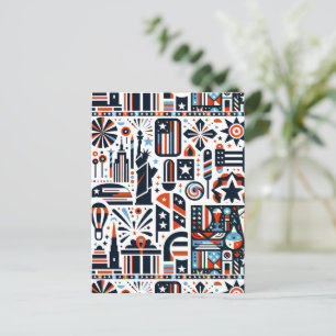 4th of July Generative Pattern Postcard