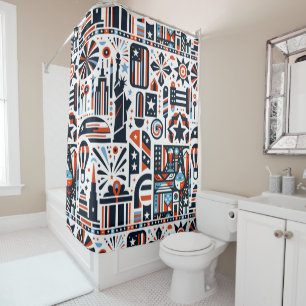 4th of July Generative Pattern Shower Curtain