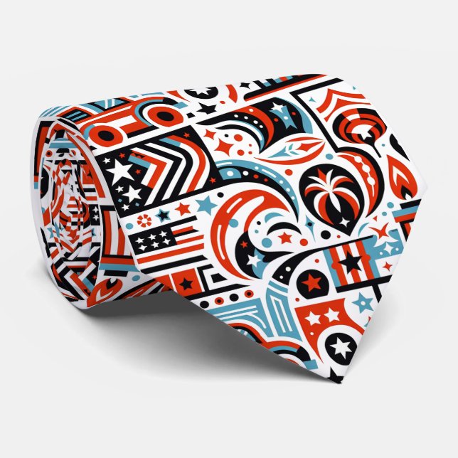 4th of July Generative Pattern Tie (Rolled)