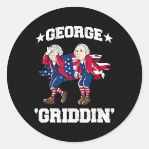 4th Of July George Washington Griddy George Griddi Classic Round Sticker