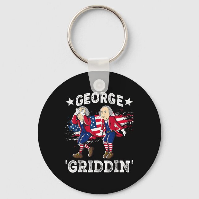 4th Of July George Washington Griddy George Griddi Key Ring (Front)