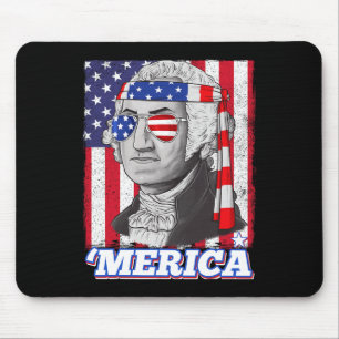 4th Of July George Washington Patriotic Merica Fla Mouse Mat