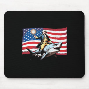 4th Of July George Washington Riding Shark America Mouse Mat