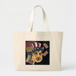 4th OF JULY GERMAN SHEPHERD Large Tote Bag