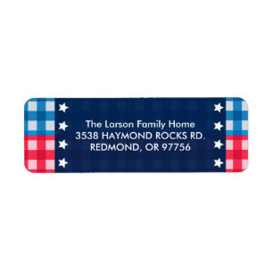 4th of July Gingham Picnic Address Labels