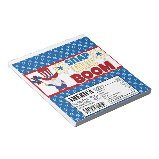 4th of July Gnome Candy Bar Wrapper Party Favours Notepad (Angled)