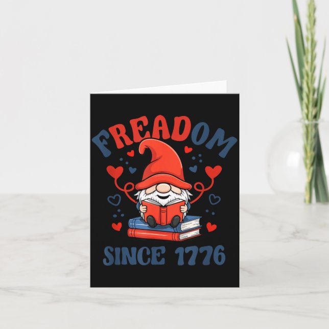 4th of July Gnome Firework Freadom Book Card (Front)