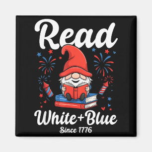 4th of July Gnome Reading Books Magnet