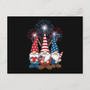 4th of July Gnomes Funny Patriotic USA Flag  Postcard