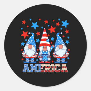 4Th Of July Gnomes Patriotic American Flag Gnome M Classic Round Sticker