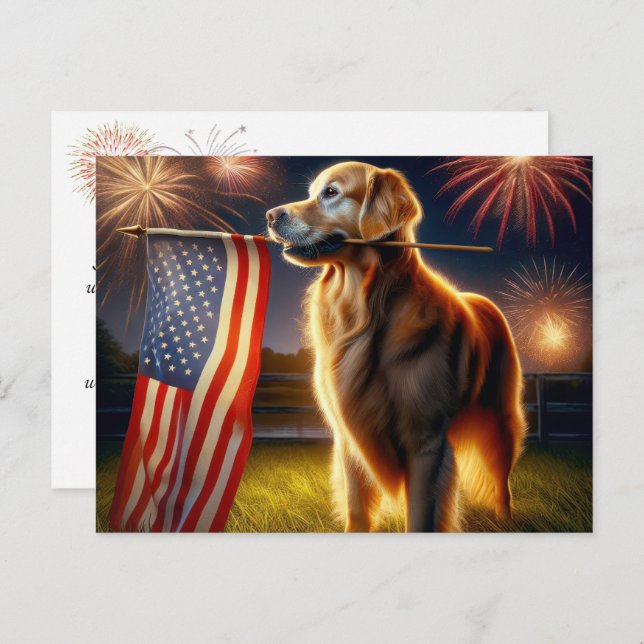 4th Of July Golden Retriever Postcard (Front/Back)