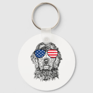 4th Of July Goldendoodle Doodle Dog Patriotic Usa Key Ring