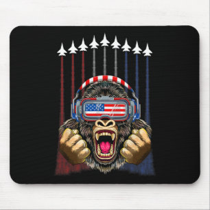 4th Of July Gorilla Lover Usa American Flag Patrio Mouse Mat