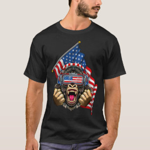 4th Of July Gorilla USA American Flag Patriotic T-Shirt
